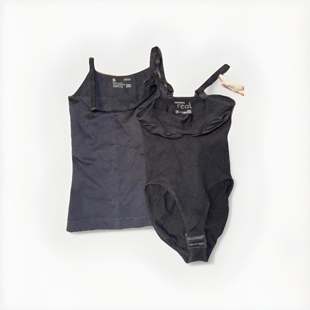 2 Pack Black Shapewear Empetua Comfort By Real Tank And Bodysuit Small Medium